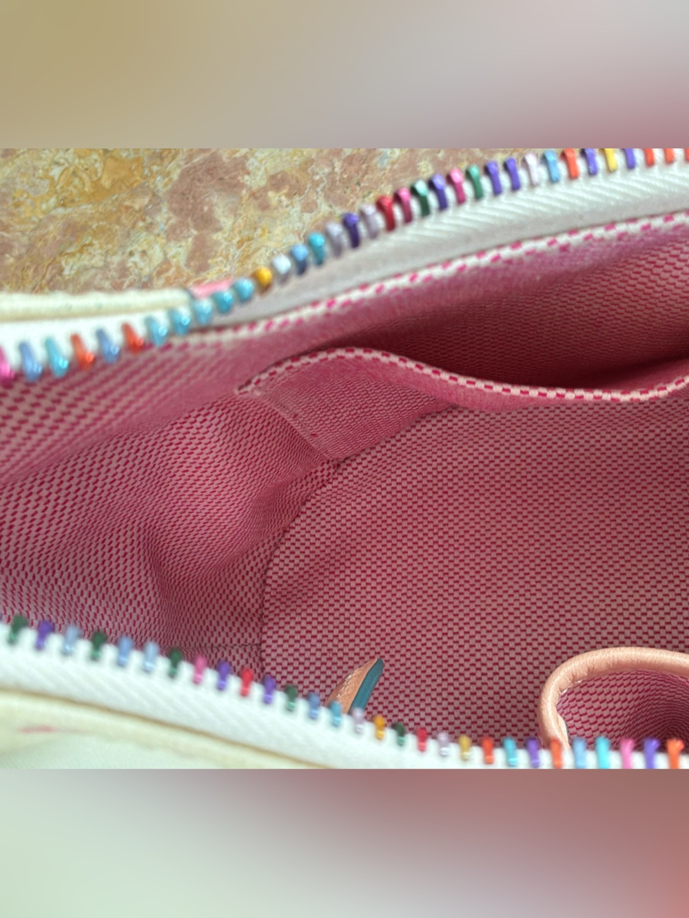 💐 Vintage Dooney & Bourke Miami Beach Print Mini Hobo Bag Rainbow Zip K7782623 - Picture 10 of 13